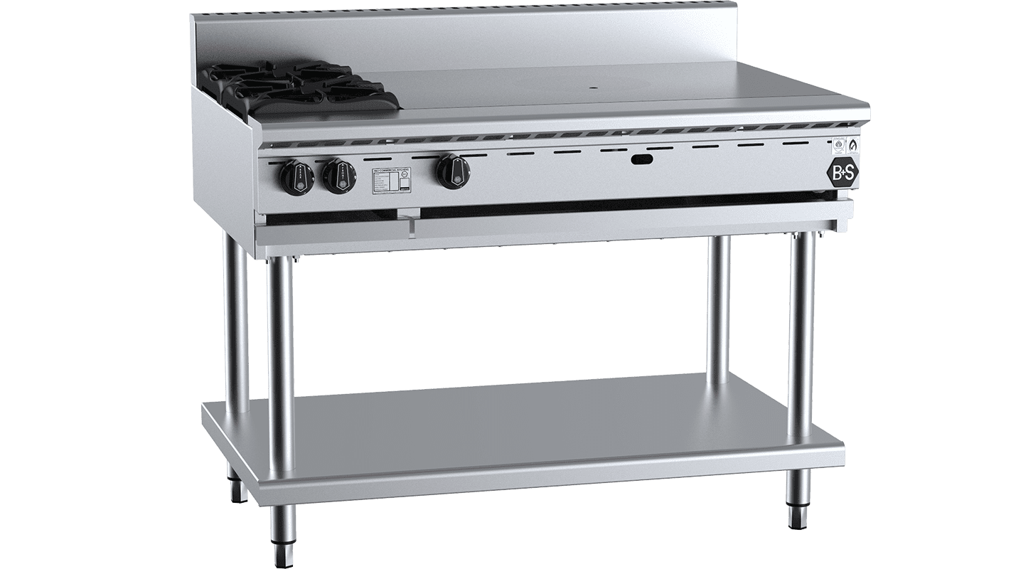 B+S Black Combination Two Open Burners & 900mm Target Top LPG