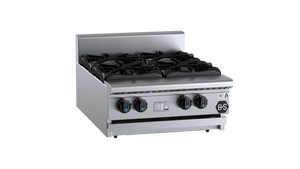 B+S Black Benchtop Four Burner Boiling Top Cooktop Open Burner Bench Mounted LPG