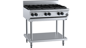 B+S Black Six Burner Boiling Top Cooktop With Stand Natural Gas
