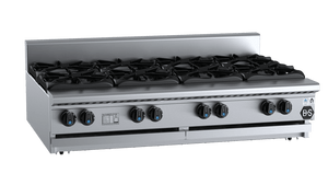 B+S Black Benchtop Eight Burner Boiling Top Cooktop Open Burner Bench Mounted LPG