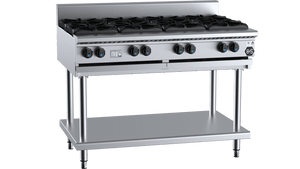 B+S Black Eight Burner Boiling Top Cooktop With Stand LPG