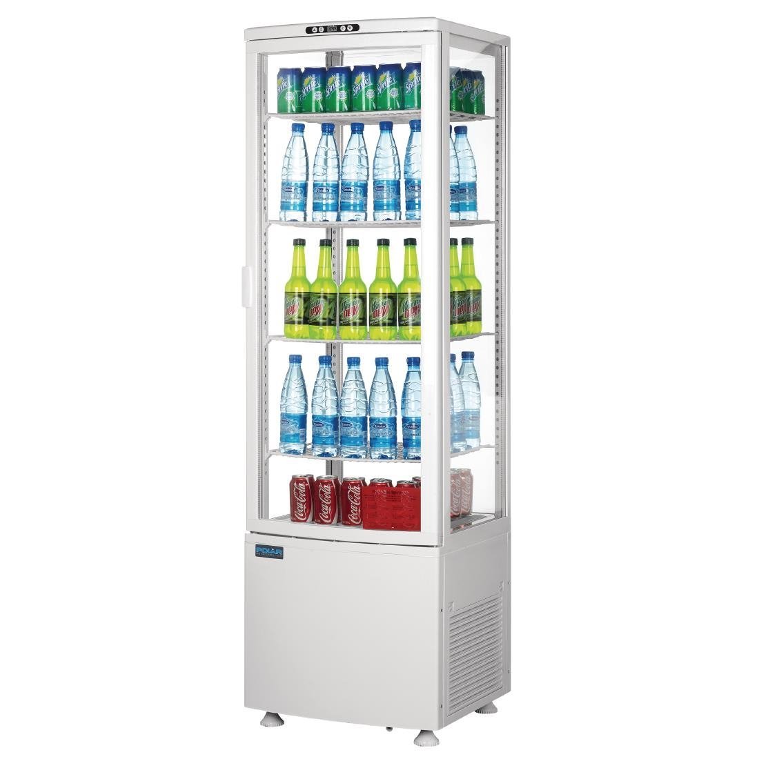 Polar C-Series Curved Glass Door Display Fridge Upright White 235Ltr CB509-A