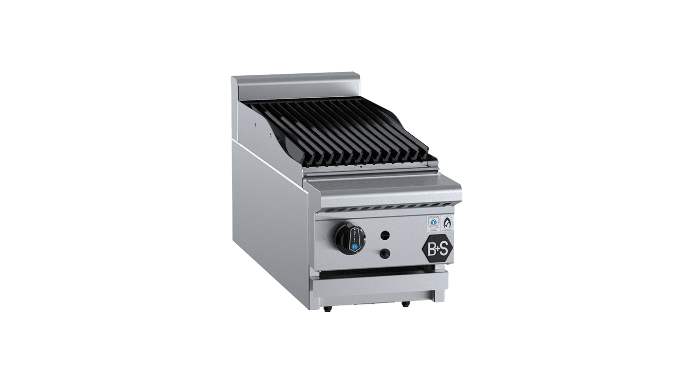 B+S Black Char Broiler 300mm Bench Mounted LPG