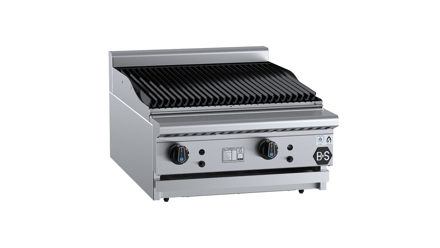 B+S Black Char Broiler 600mm Bench Mounted Natural Gas