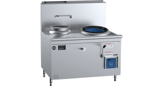 B+S Black Single Hole Hi Pac Wok with Left Rear Pot & Side Prep Table LPG