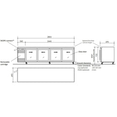 Skope BackBar 4 Glass Sliding Door CounterLine Fridge CL.4.GSL