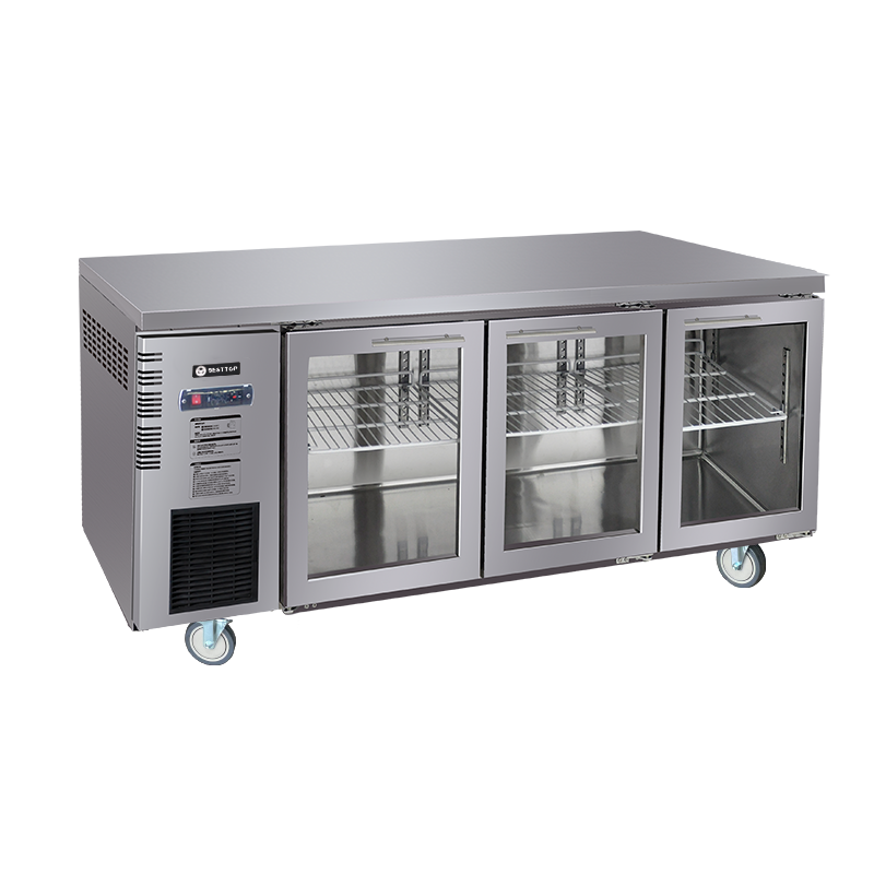 Besttop Under Bench Glass Door Fridge 1800mm 460L CUR18-3SG