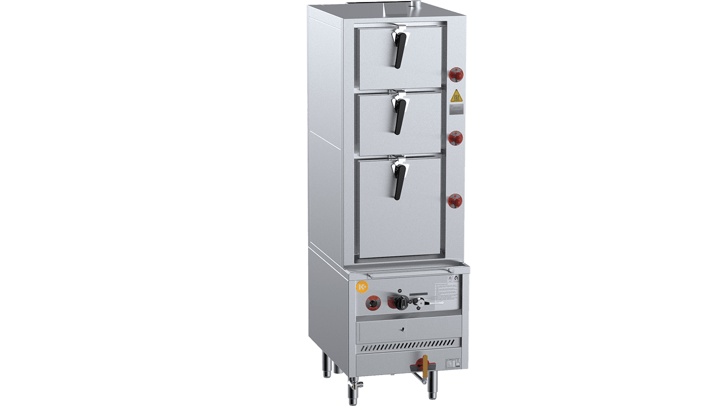 K+ Triple Deck Three Tier Gas Steamer 600mm LPG