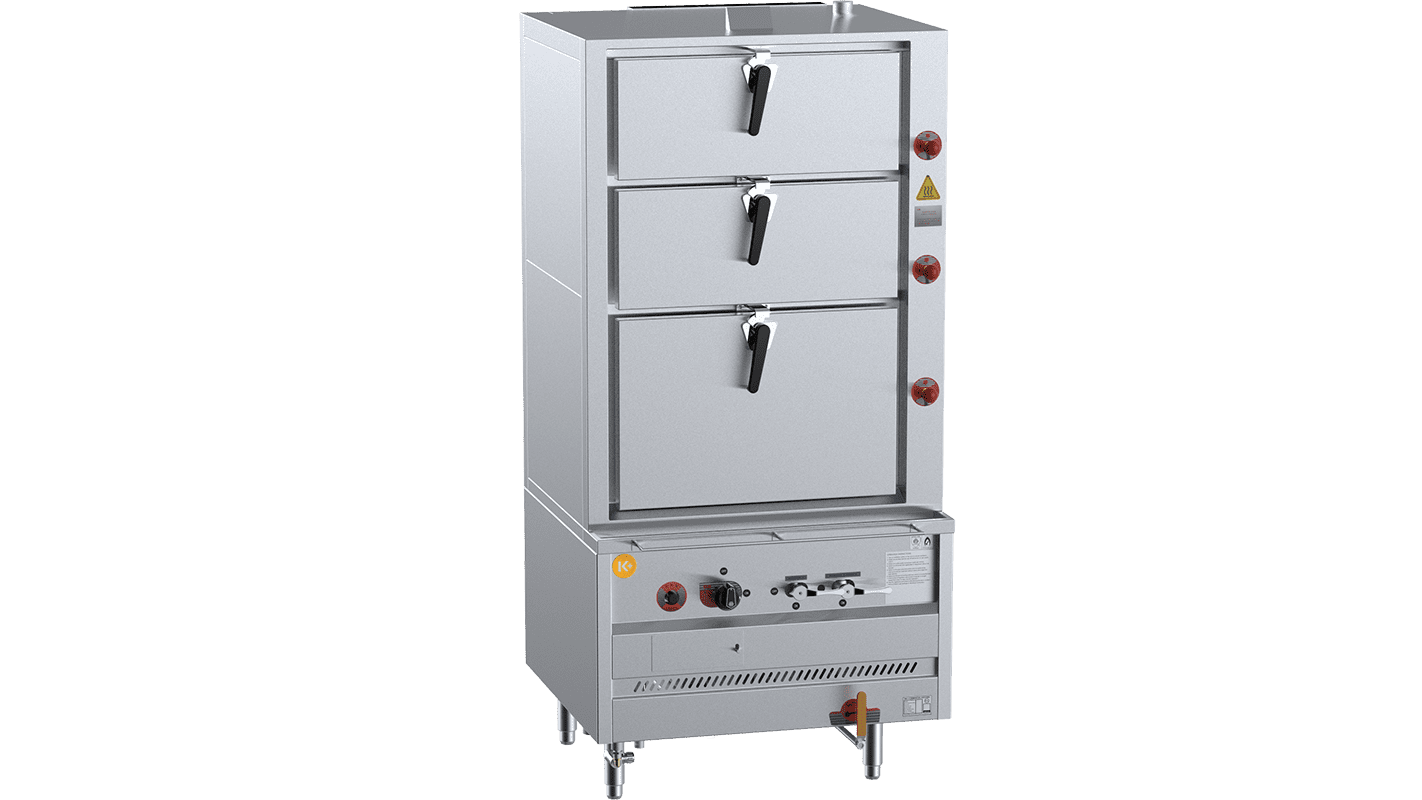 K+ Triple Deck Three Tier Gas Steamer 900mm LPG