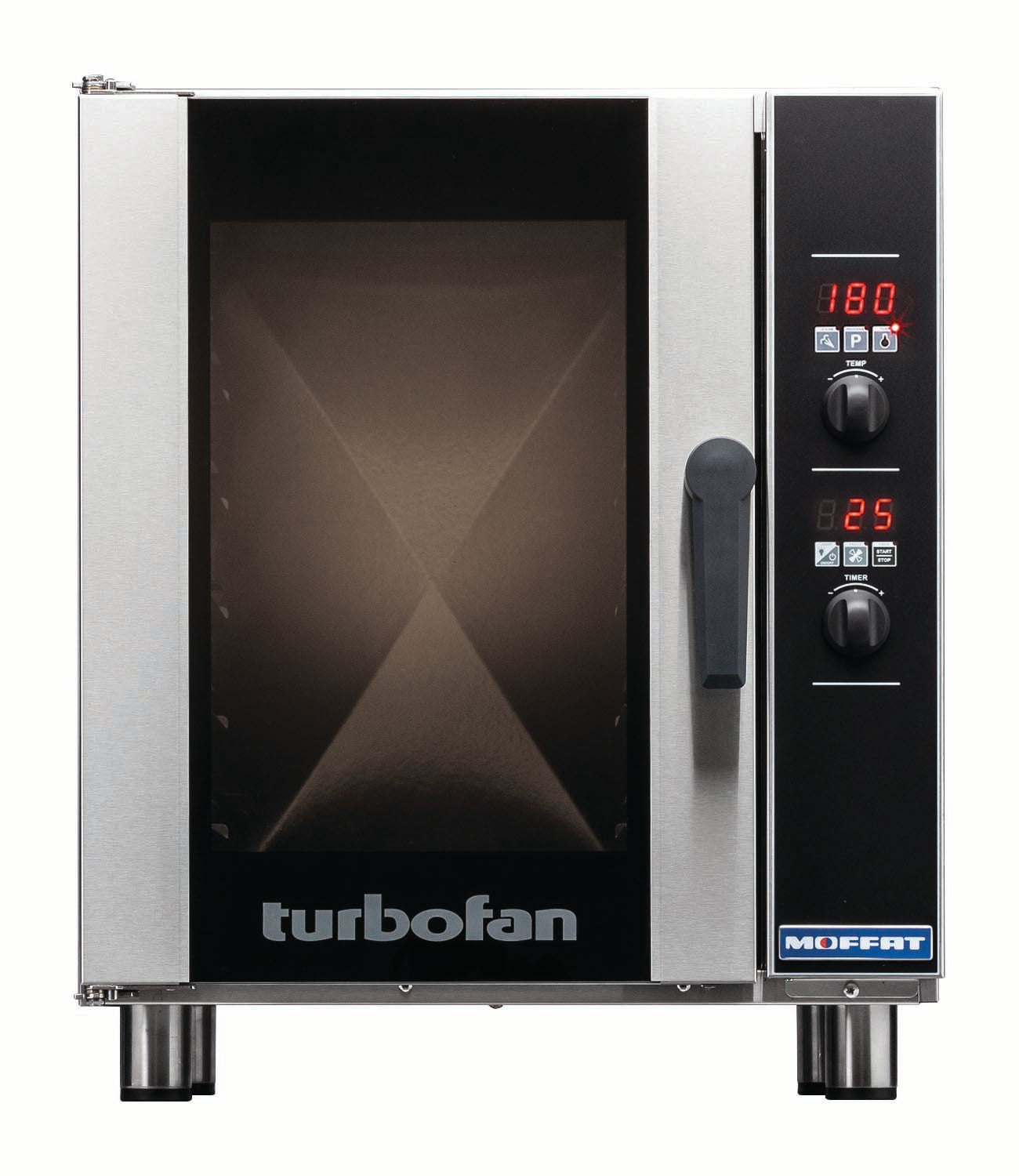 Turbofan convection oven with digital control panel on a white background