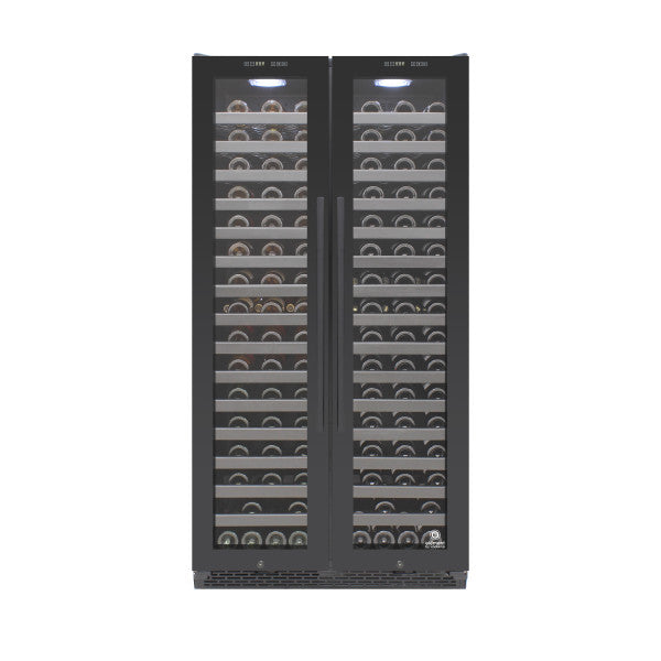 Vinotemp 184-Bottle Dual-Zone Wine Cooler Built in or Free standing French Door