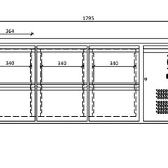 FED-X S/S Six-Door Bench Fridge with Drawers - XUB7C18S3D