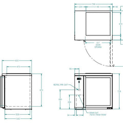 Williams One Door Remote Glass Chiller With Two Shelves - 500 x 500 baskets