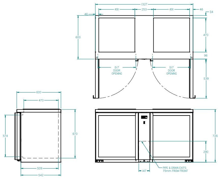 Williams Two Door Remote Glass Chiller With Two Shelves