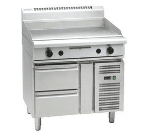 Waldorf 800 Series GPL8900G-RB - 900mm Gas Griddle Low Back Version – Refrigerated Base
