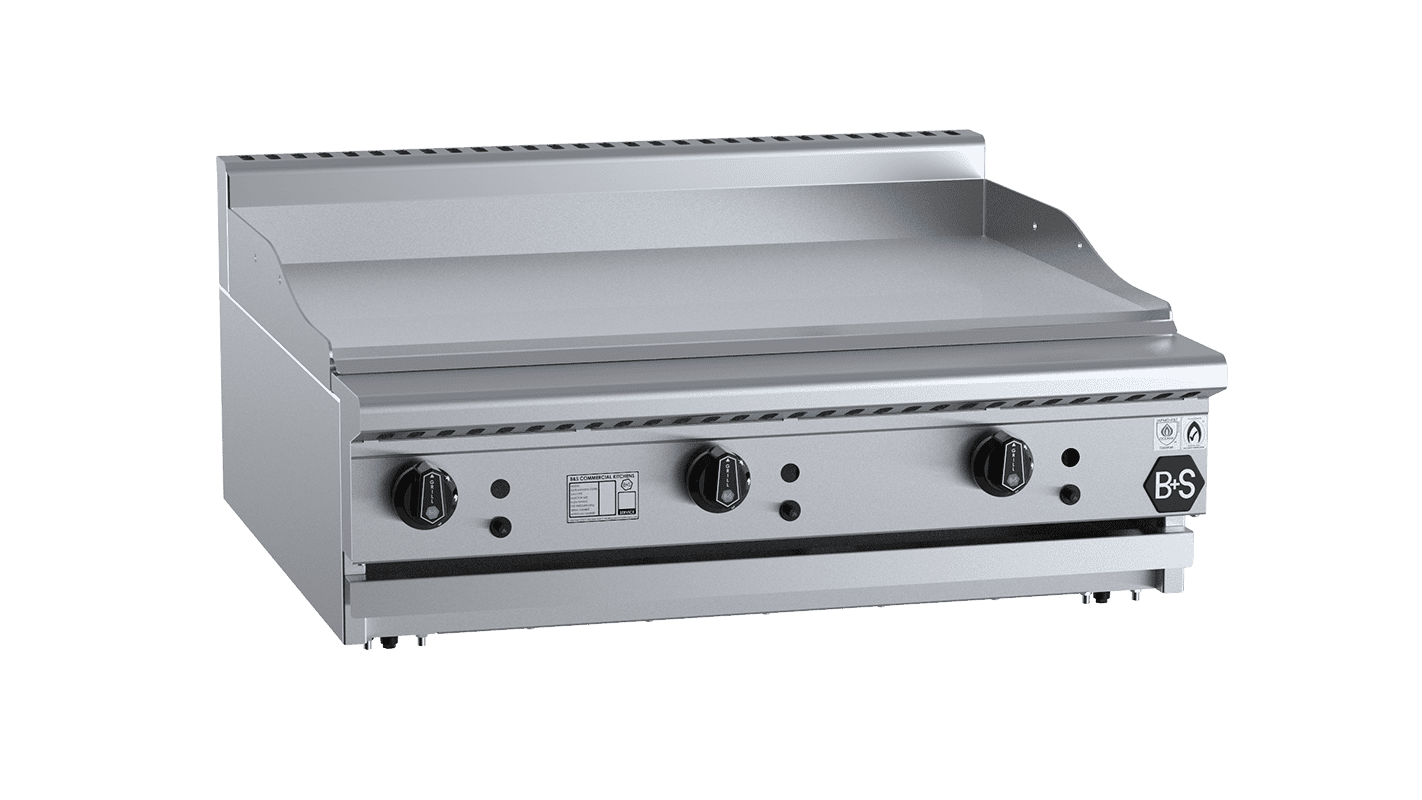 B+S Black Grill Plate 900mm Bench Mounted Natural Gas