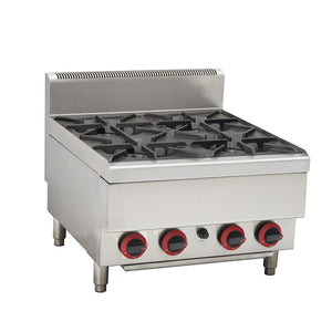 GasMax Benchtop Natural Gas 4 Burner Cooktop W/ Splashback JUS-TR-4B