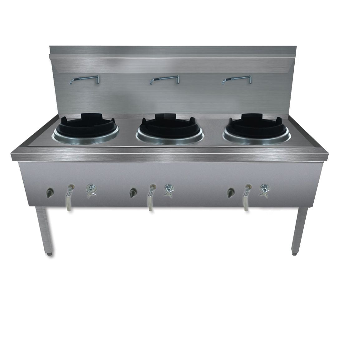 GasMax Stainless Steel Waterless Nature Gas Triple Wok WW-3N - Main Image
