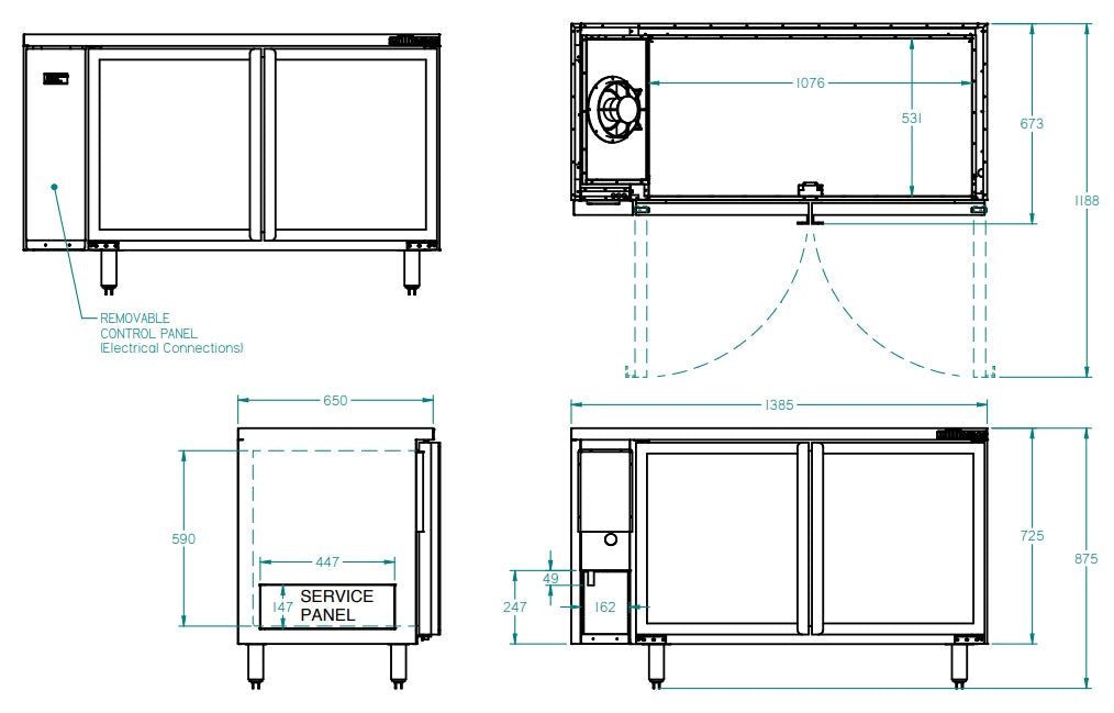 Williams Boronia - Two Door Black Colorbond Remote Back Bar Counter Display Refrigerator