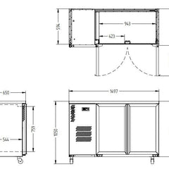 Williams Cameo - Two Door Black Colorbond Under Counter Display Refrigerator