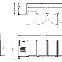 Williams Cameo - Four Door Black Colorbond Under Counter Display Refrigerator