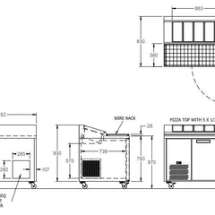 Williams Jade Pizza - One Door White Colorbond Pizza Prep Counter Refrigerator With Blown Air Well