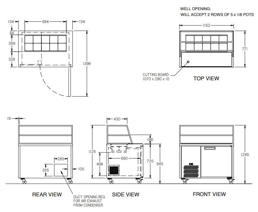 Williams Jade Sandwich - One Door Stainless Steel Prep Counter Refrigerator With Blown Air Well