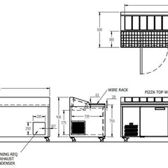Williams Jade Pizza - Three Door Stainless Steel Pizza Prep Counter Refrigerator With Blown Air Well