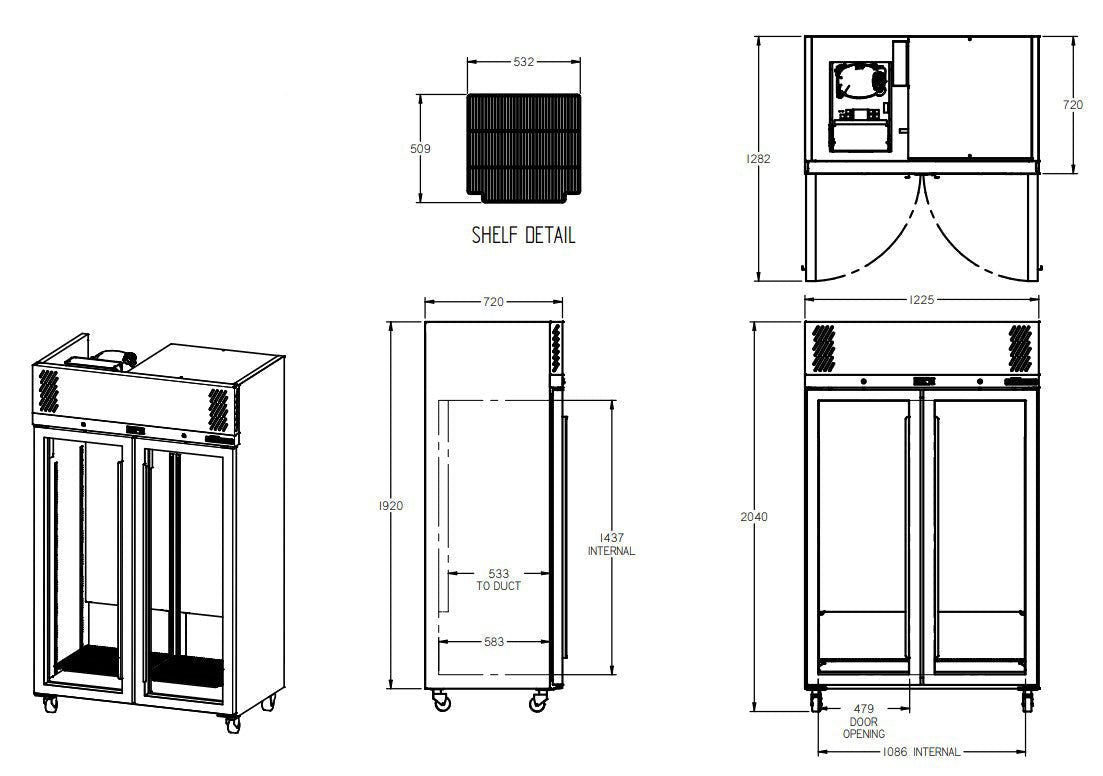 Williams Pearl  - Two Door White Colorbond Upright Display Refrigerator