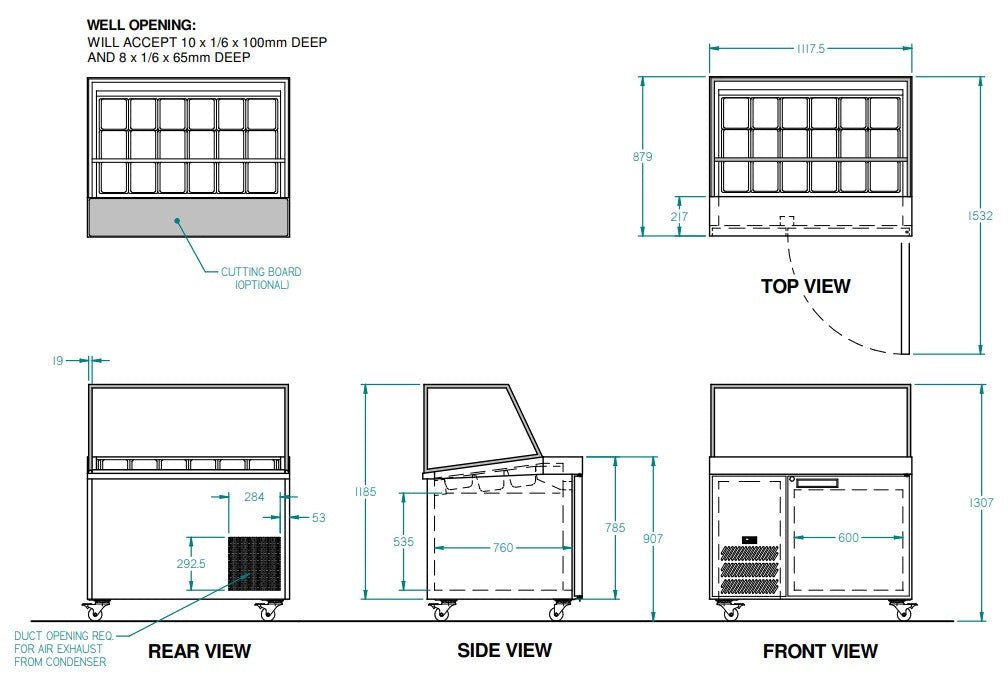 Williams Banksia - One Door Stainless Steel Prep Counter Refrigerator With Angled Blown Air Well