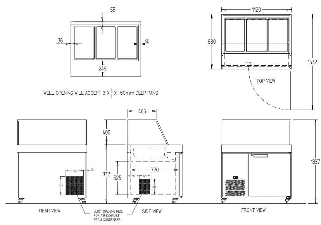 Williams Banksia - One Door Stainless Steel Prep Counter Refrigerator With Flat Blown Air Well