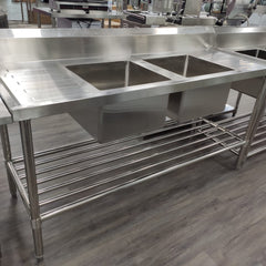 Modular Systems 304 Grade Stainless Steel Double Centre Sink Bench - Centre Sinks