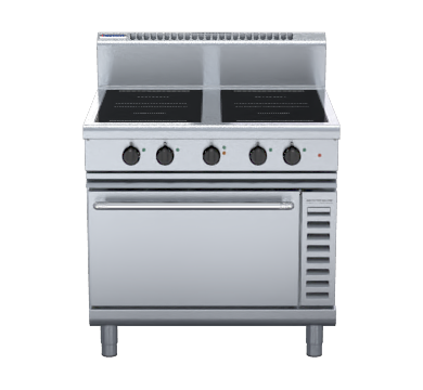 Waldorf 800 Series 2 Round & 2 Full Induction Range 900mm With Convection Oven IN8410ECR5F