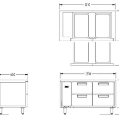Williams Jarrah - Four Drawer Remote Hiline Refigerator