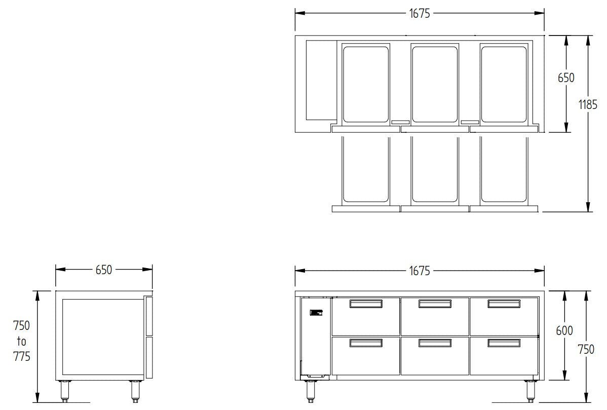 Williams Jarrah - Six Drawer Remote Hiline Refigerator