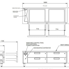 Williams Jarrah - Four Drawer Remote Lowline Refigerator