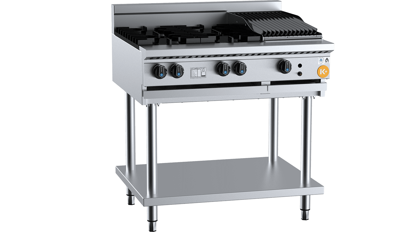 K+ Combination Four Open BurnersPlus 300mm Char Grill On Stand Natural Gas