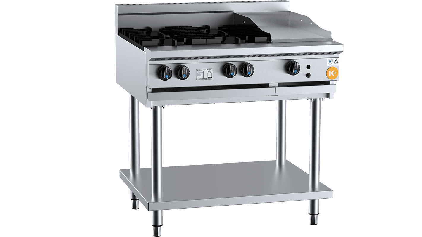 K+ Combination Four Open Burners Plus 300mm Grill Plate Natural Gas