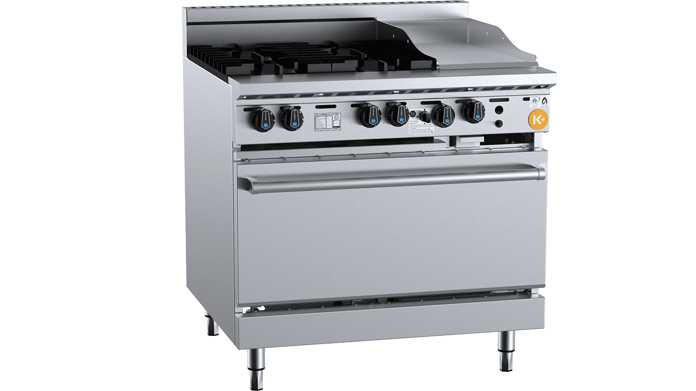 K+ Four Open Burner Oven With 300mm Griddle Grill Plate LPG