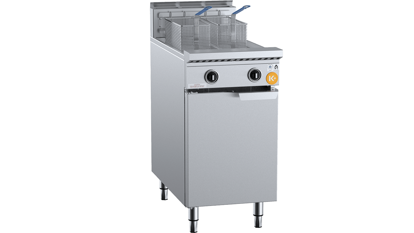 K+ Two 13.5L Split Pan Two Baskets Twin Chamber Turbo Deep Fryer Natural Gas