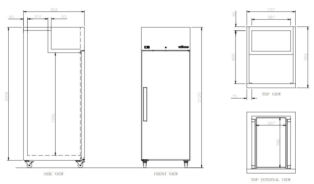 Williams Crystal - One Door Stainless Steel Upright Bakery Freezer