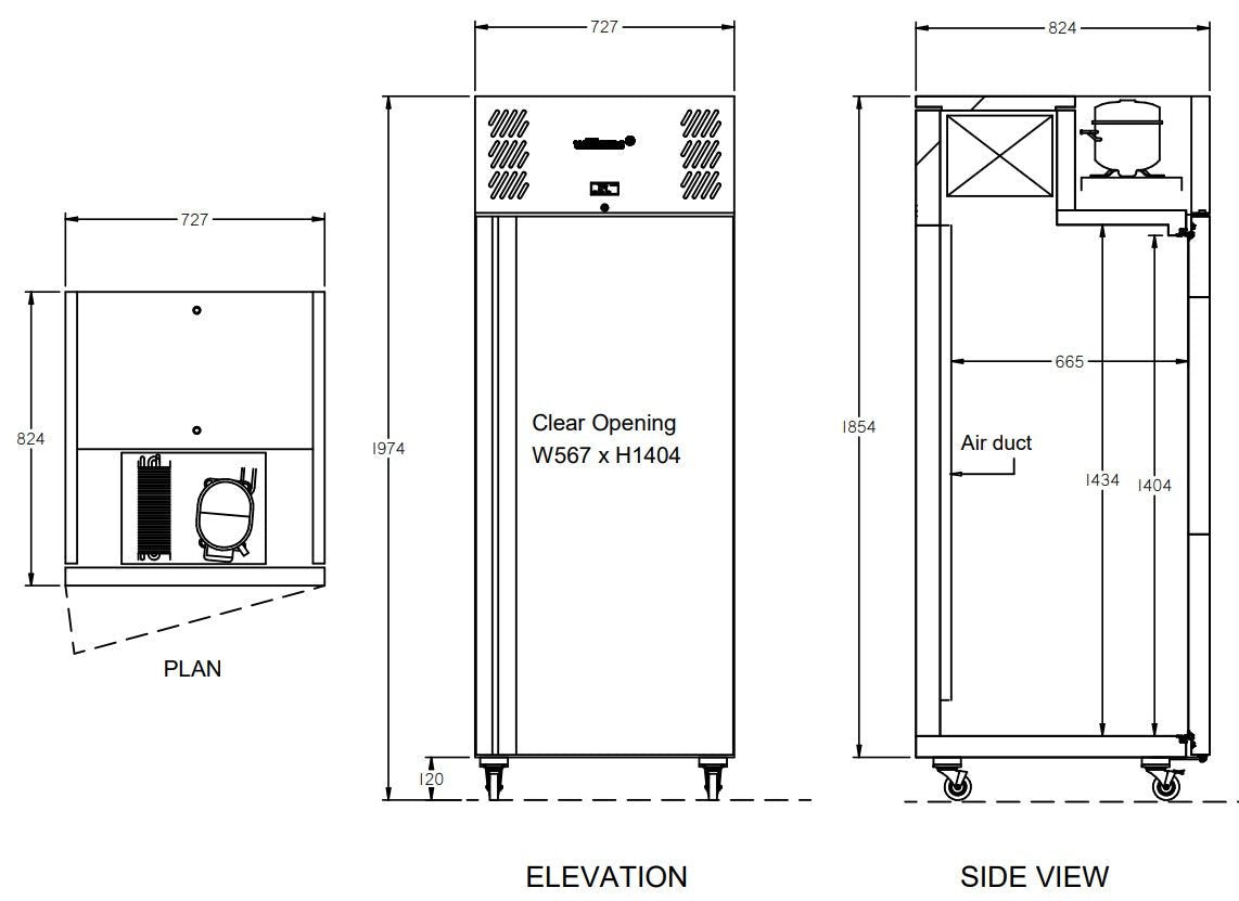 Williams Garnet - One Door 2/1 Gn Stainless Steel Upright Freezer