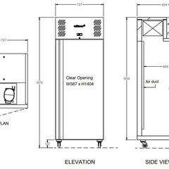 Williams Garnet Bakery - One Door 2/1 Gn Stainless Steel Upright Bakery Freezer