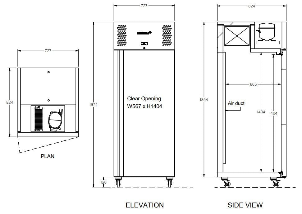 Williams Garnet Bakery - One Door 2/1 Gn Stainless Steel Upright Bakery Freezer
