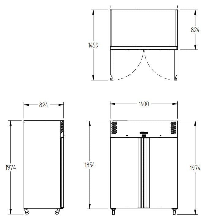 Williams Garnet Bakery - Two Door 2/1 Gn Stainless Steel Upright Bakery Freezer