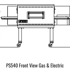 PS540 front manufacturer drawing. Reference configuration; check the product description for stand inclusion and dimensions.