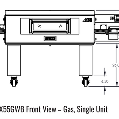 X55GWB front manufacturer drawing. Reference configuration; check the product description for stand inclusion and dimensions.