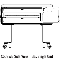X55GWB side manufacturer drawing. Reference configuration; check the product description for stand inclusion and dimensions.