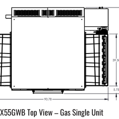 X55GWB top manufacturer drawing. Reference configuration; check the product description for stand inclusion and dimensions.