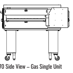 X70 side manufacturer drawing. Reference configuration; check the product description for stand inclusion and dimensions.